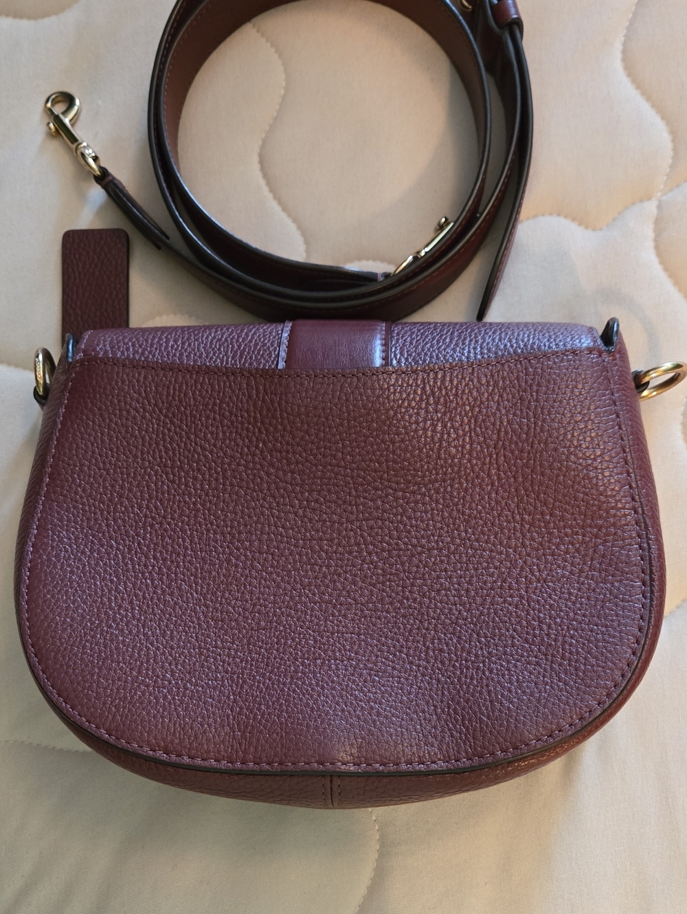 Coach Georgie Two-Tone Pink and Burgundy Saddle with Gold Hardware - Picture 4 of 11